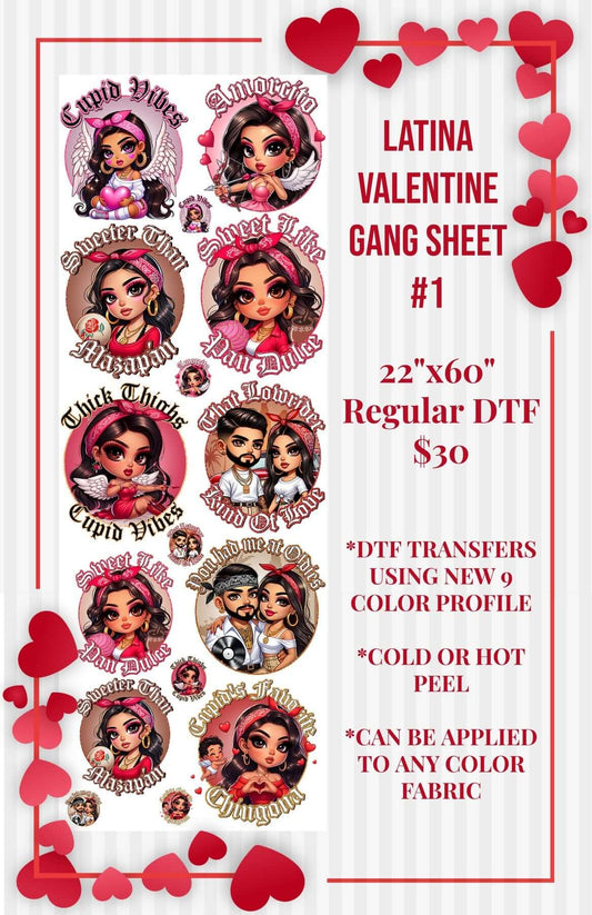 Latina Valentine's Day 22x60in Pre-made Gang sheet